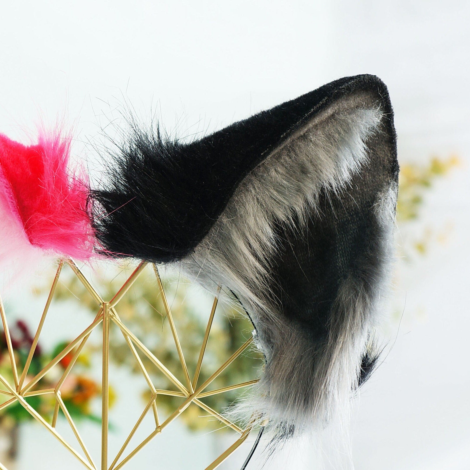 Pink and black cat ears, Cat ears, cosplay, Pet Play, Tubbo Cosplay ...